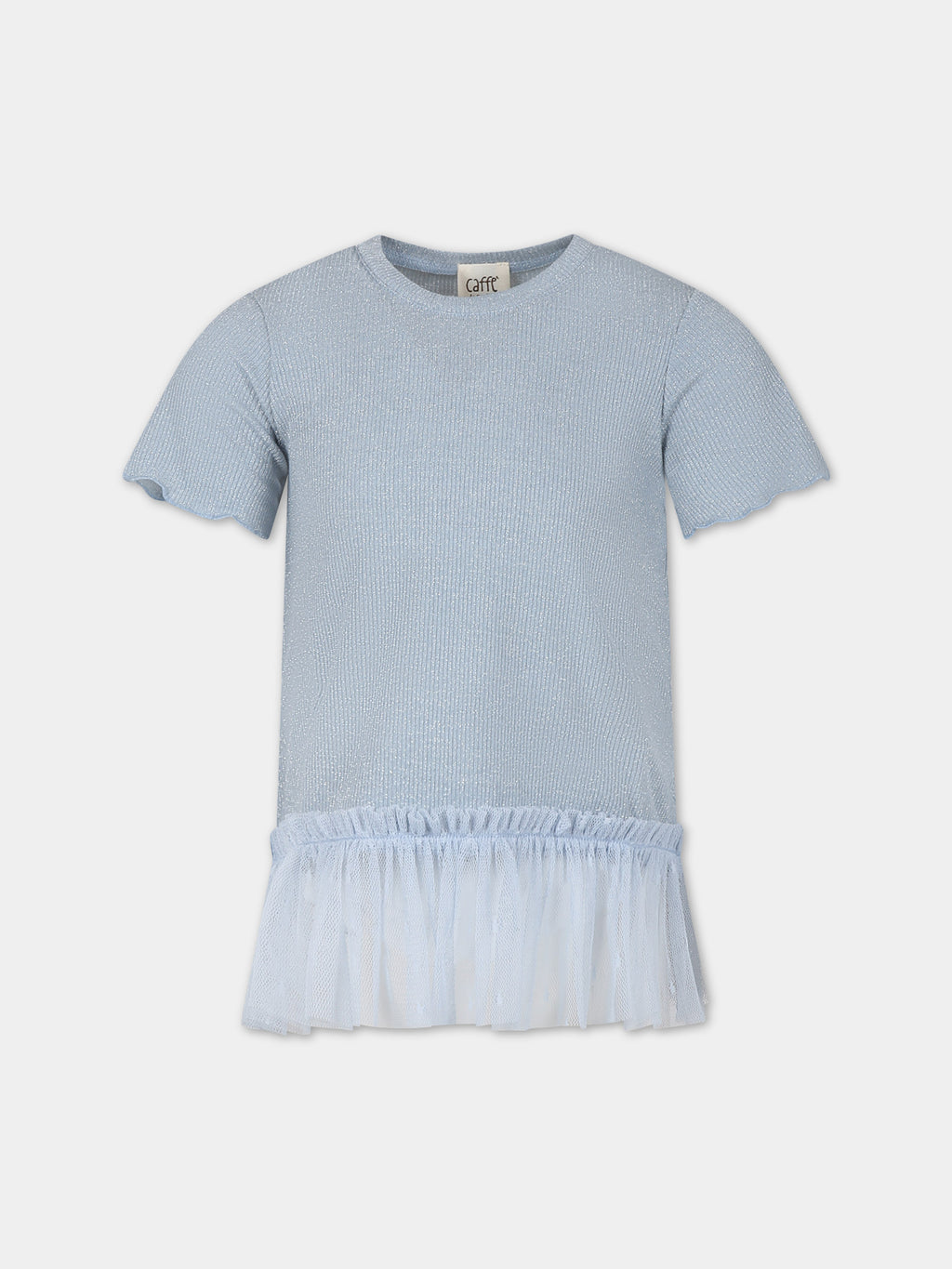 T-shirt celeste per bambina con tulle